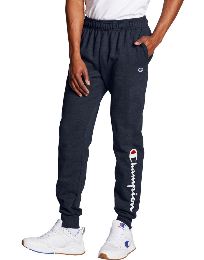 Champion Powerblend Fleece Script Logo Joggingbroek Heren - Donkerblauw - Belgie 2893DRJTK